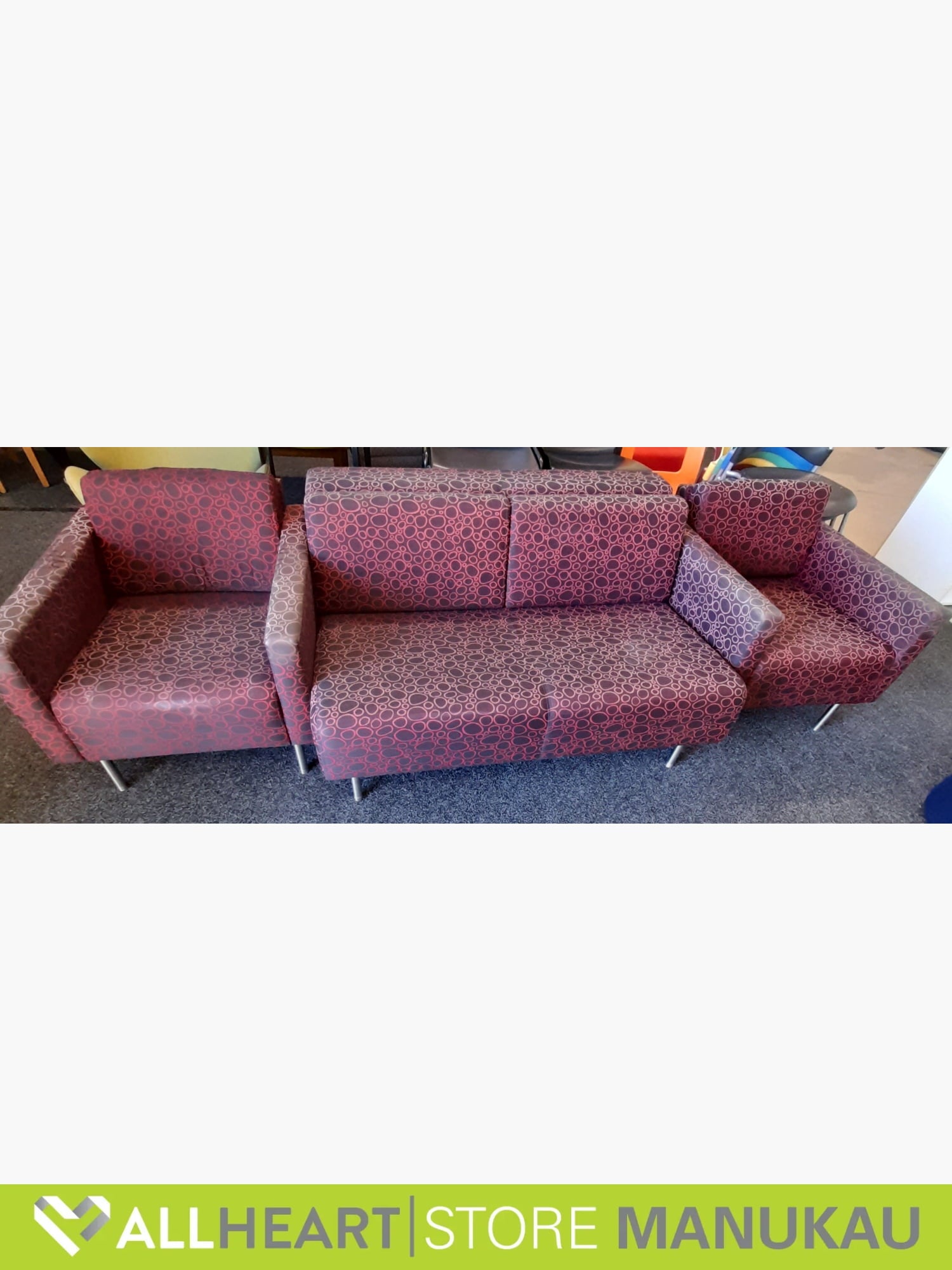 3 Piece - Sofa Set - Red Pattern