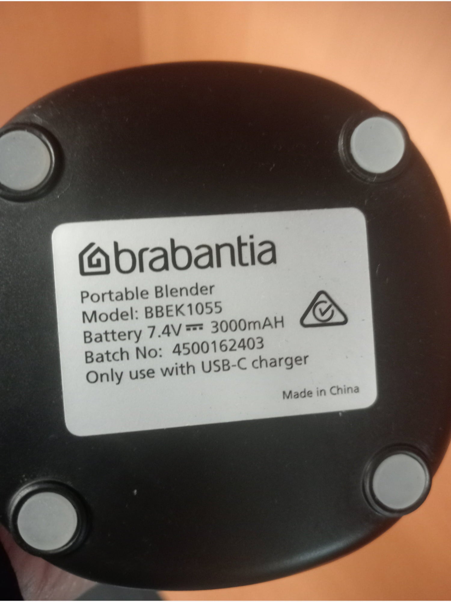 B/E Brabantia Portable Blender (Black) - Kitchen Appliance