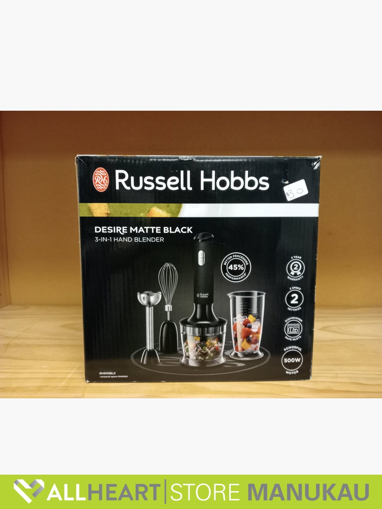 B/E Russell Hobbs Desire Matte Black 3-in-1 Hand Blender - Kitchen Appliance