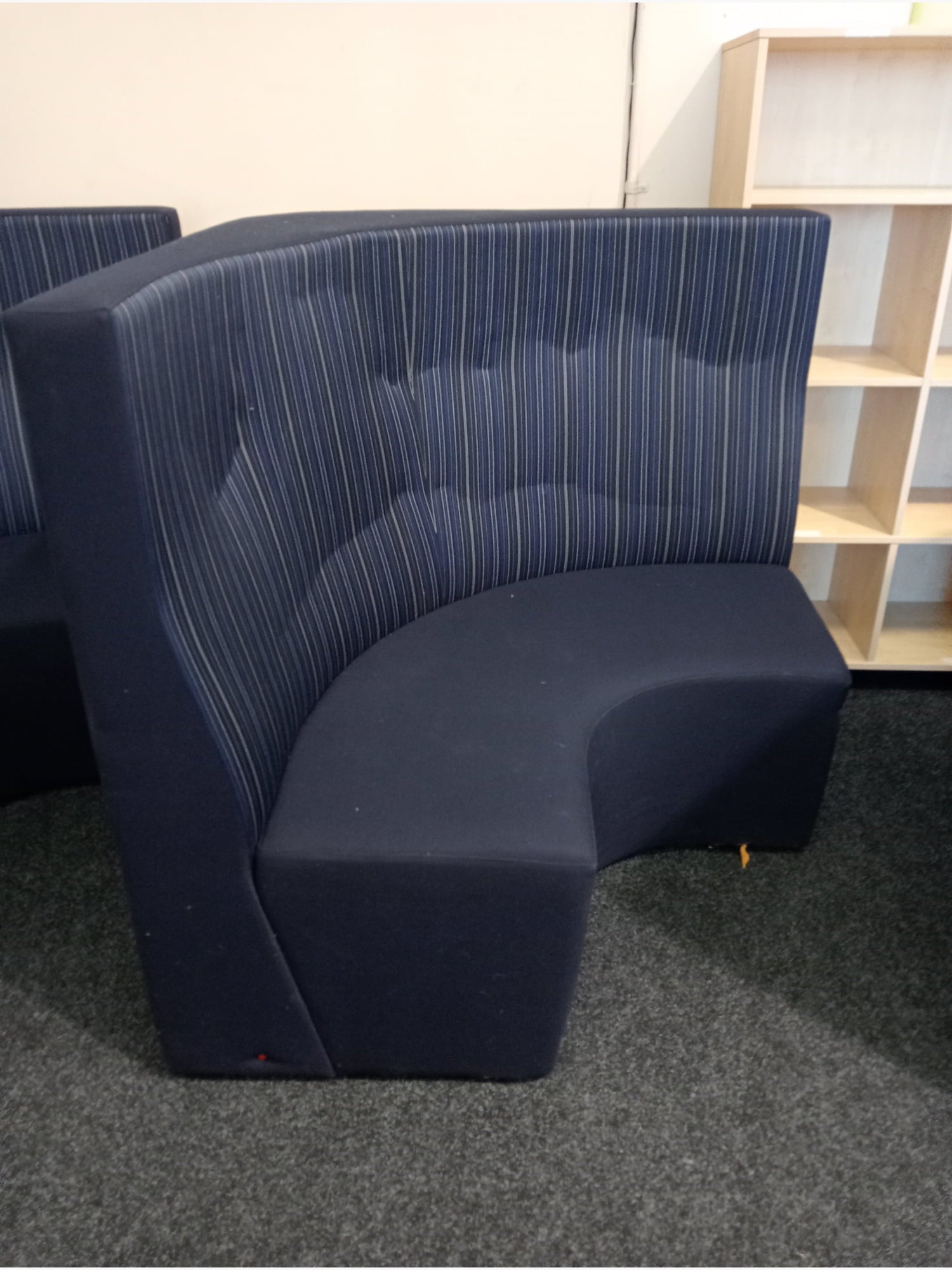 Curved Booth Seating - Navy/Stripe - Furniture