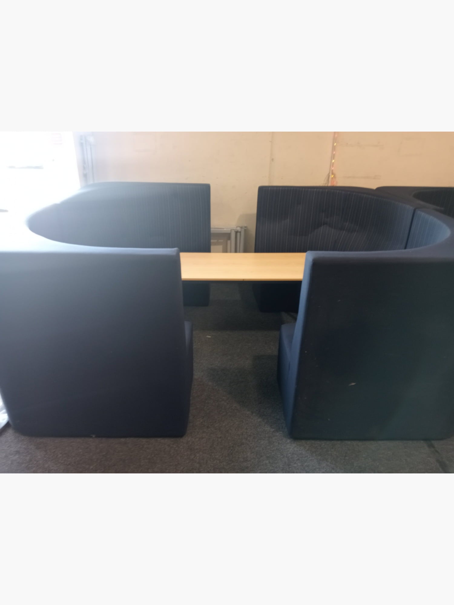 Curved Booth Seating - Navy/Stripe - Furniture