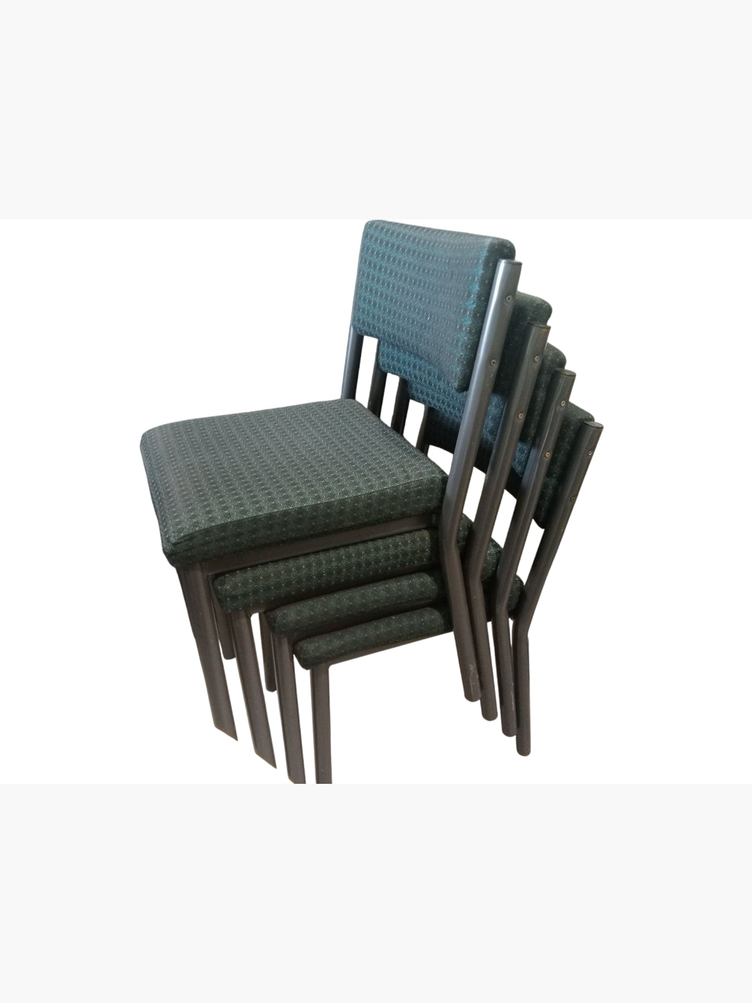 Dark Green Diamond Pattern Stackable Chair - Furniture