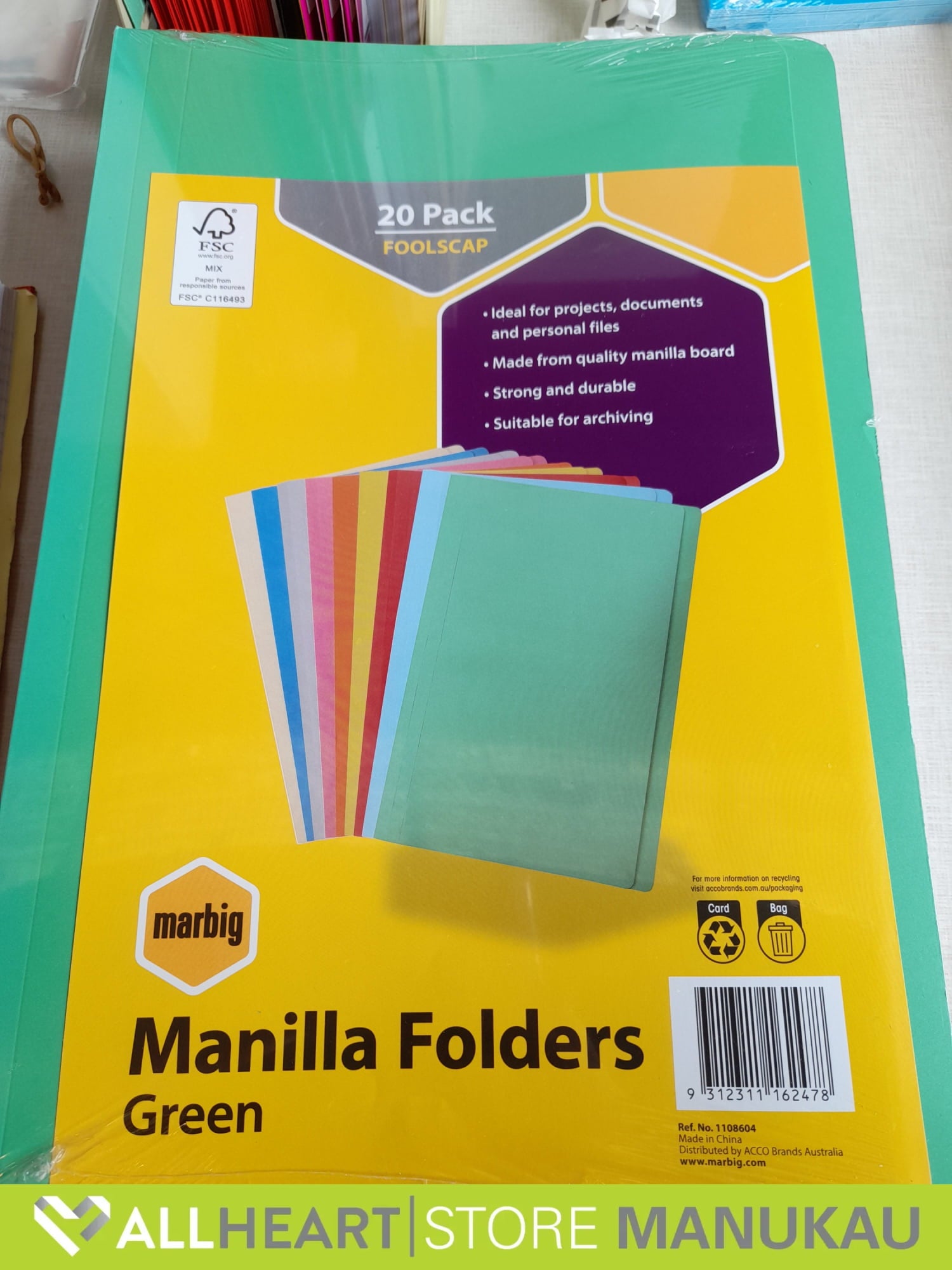 Manilla Folders - Green 20 Pack