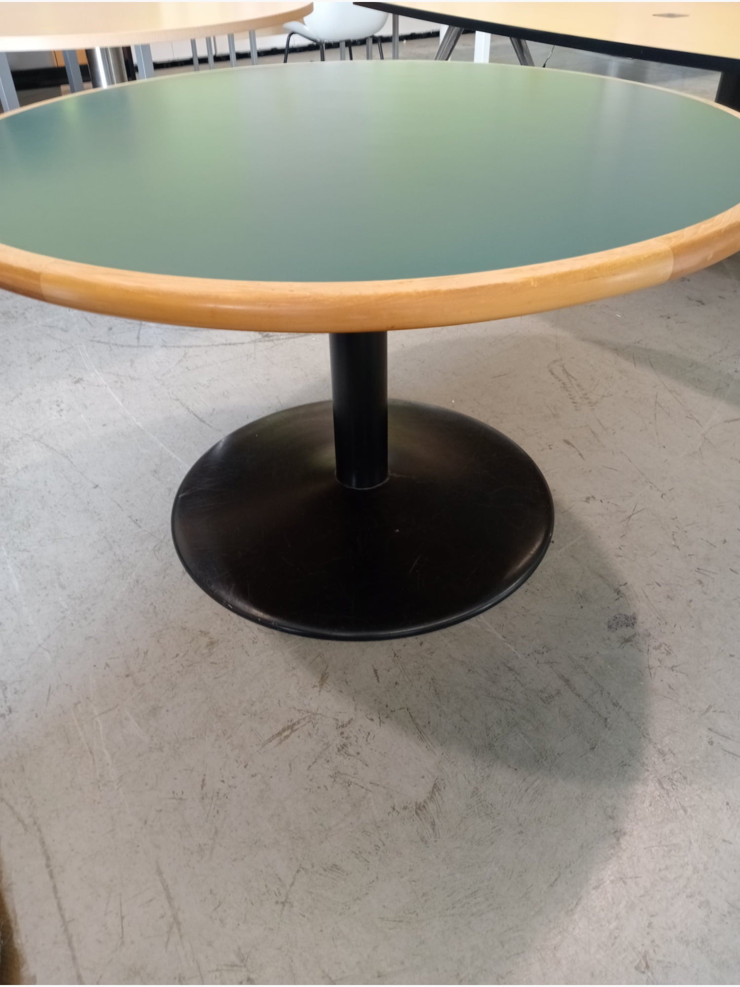 Round Meeting Table - Green with Tan Border - 1200mm - Office furniture