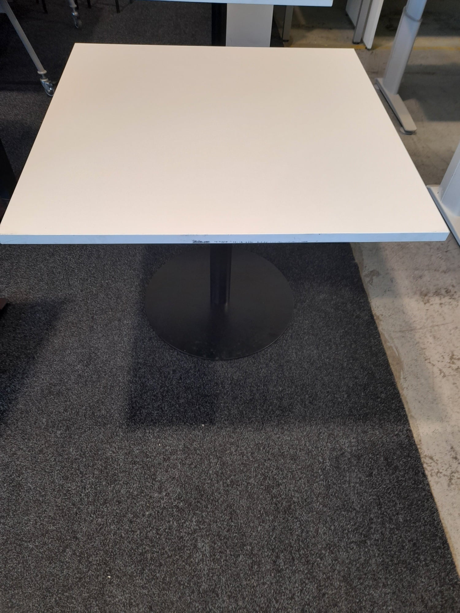 Square Table - White Top Round Base