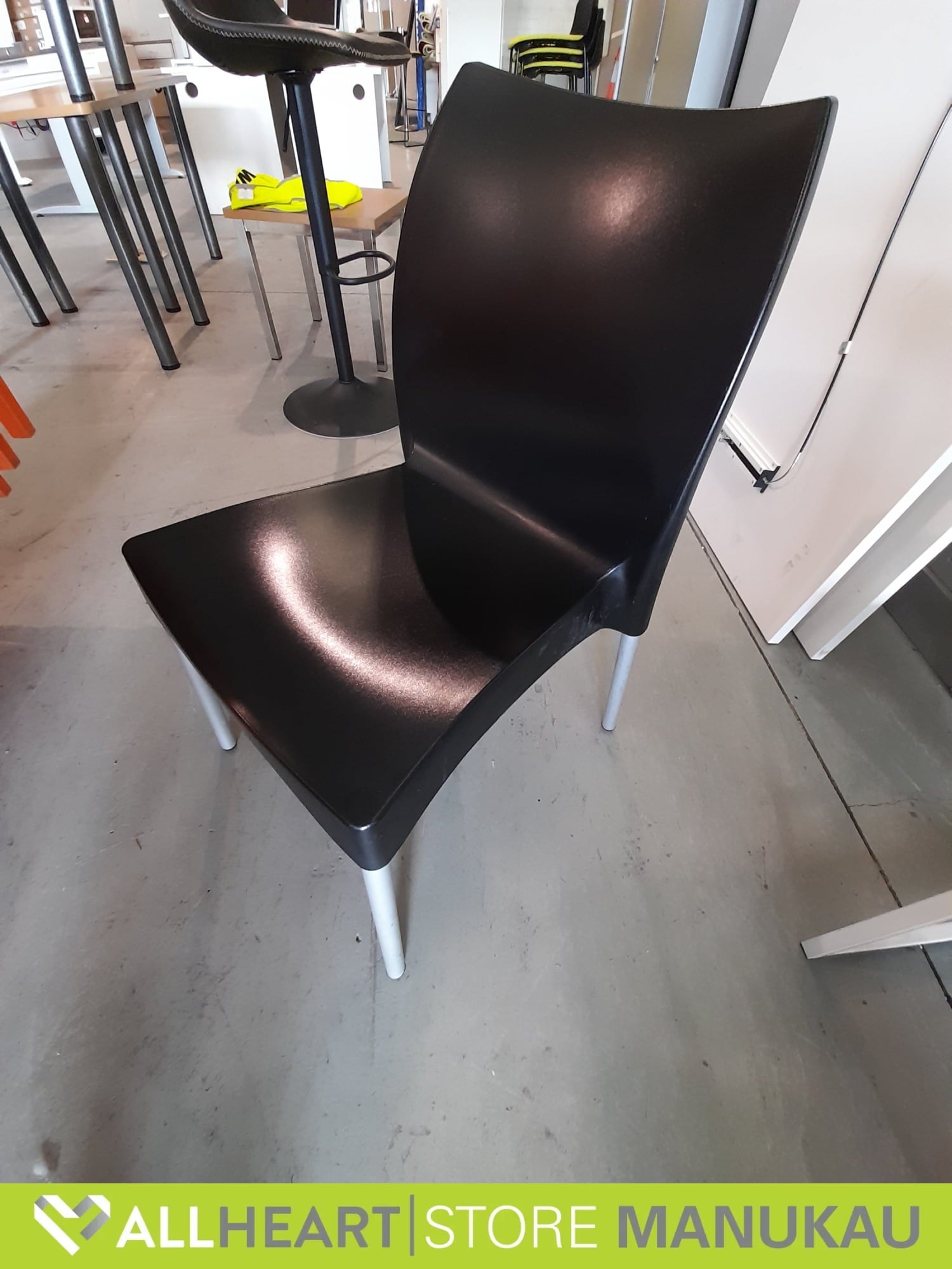 Stack Chair - Plastic - Black with Grey Legs
