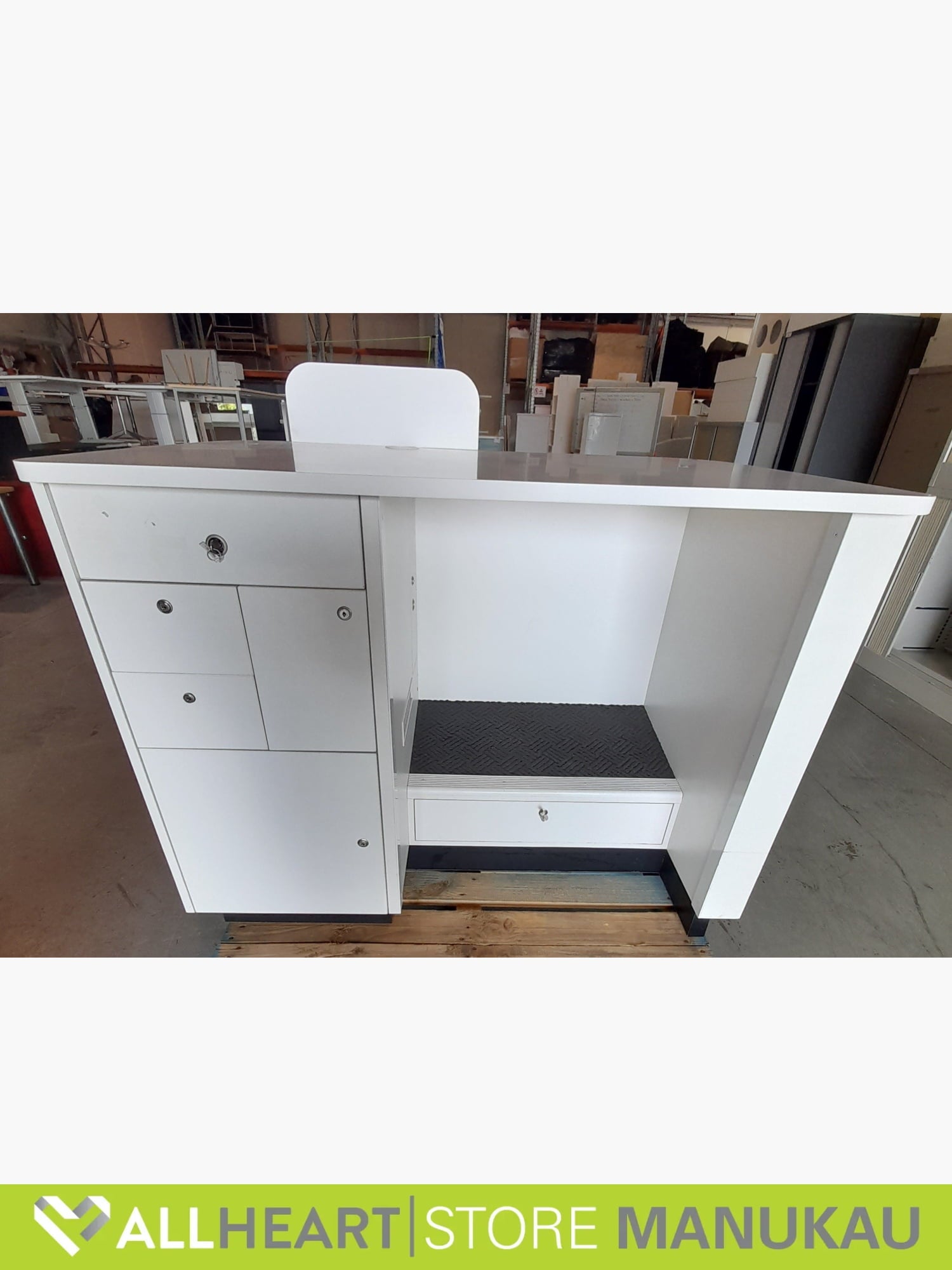 Standing Reception Desk - White - With Key
